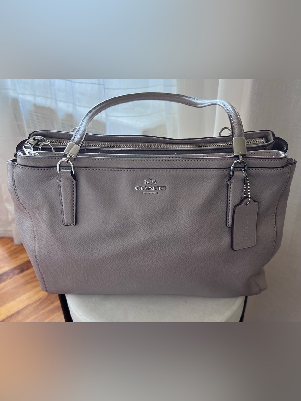 Coach Christie Carryall Handbag in Grey Birch Crossgrain Leather
